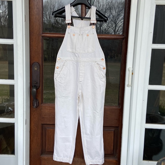 Free People Pants - Free Prople White Denim Overalls Jumpsuit